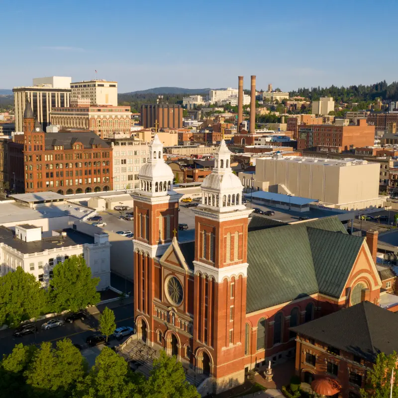 An aerial view of Spokane