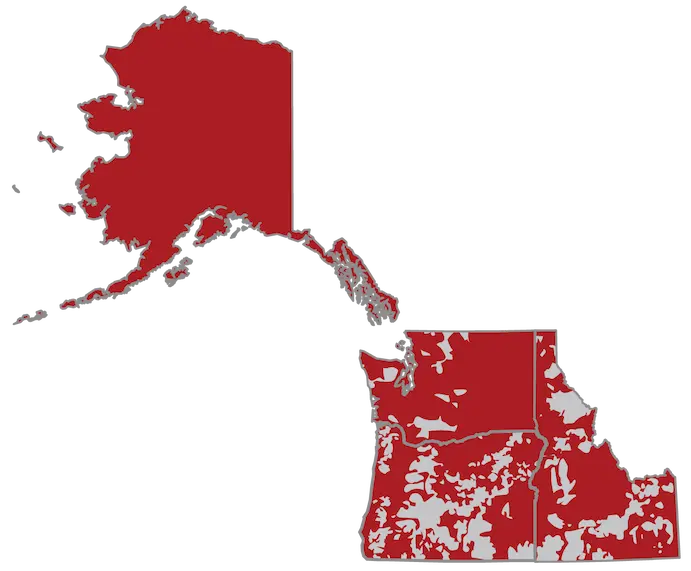 A map shows NDIA Pacific Northwest's territory, across Washington, Oregon, Idaho, and Alaska